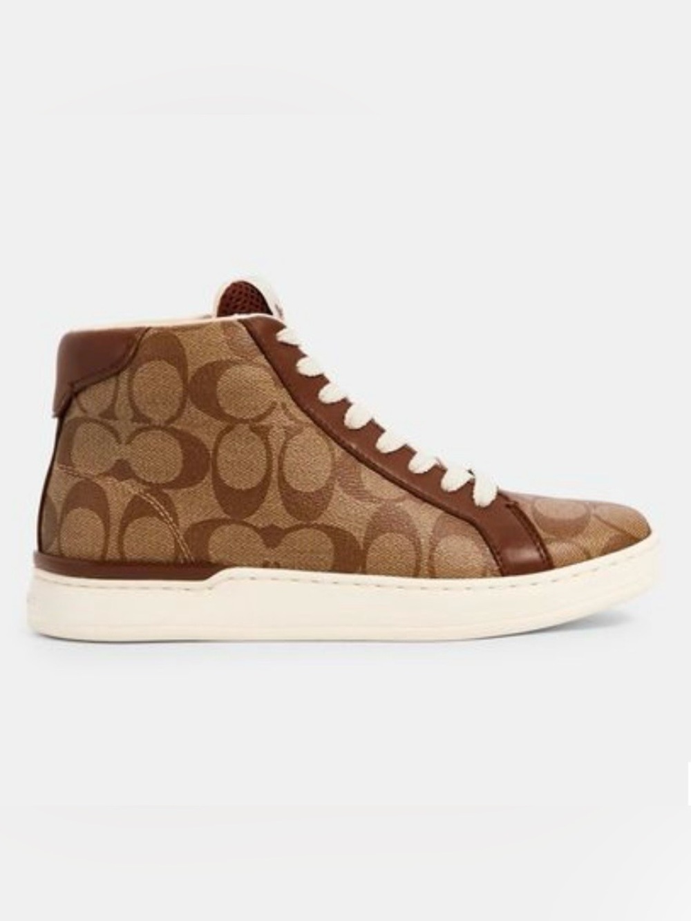 Coach Black/Charcoal Signature High-Top Sneaker with Cream Laces - Picture 2 of 3